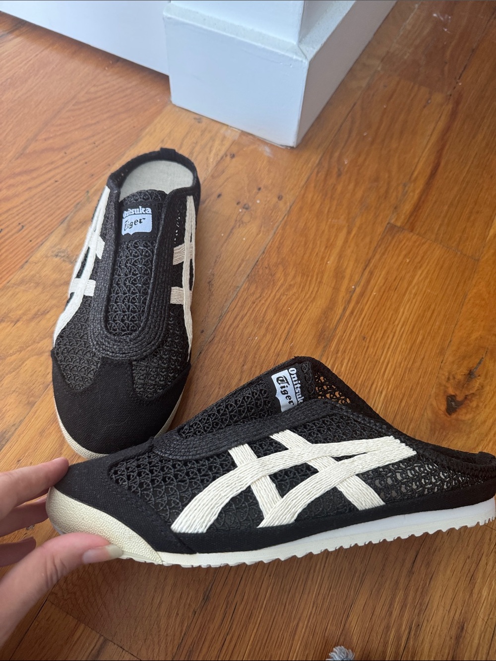 Onitsuka Tiger by Asics Black & White Slip-On Athletic Mules